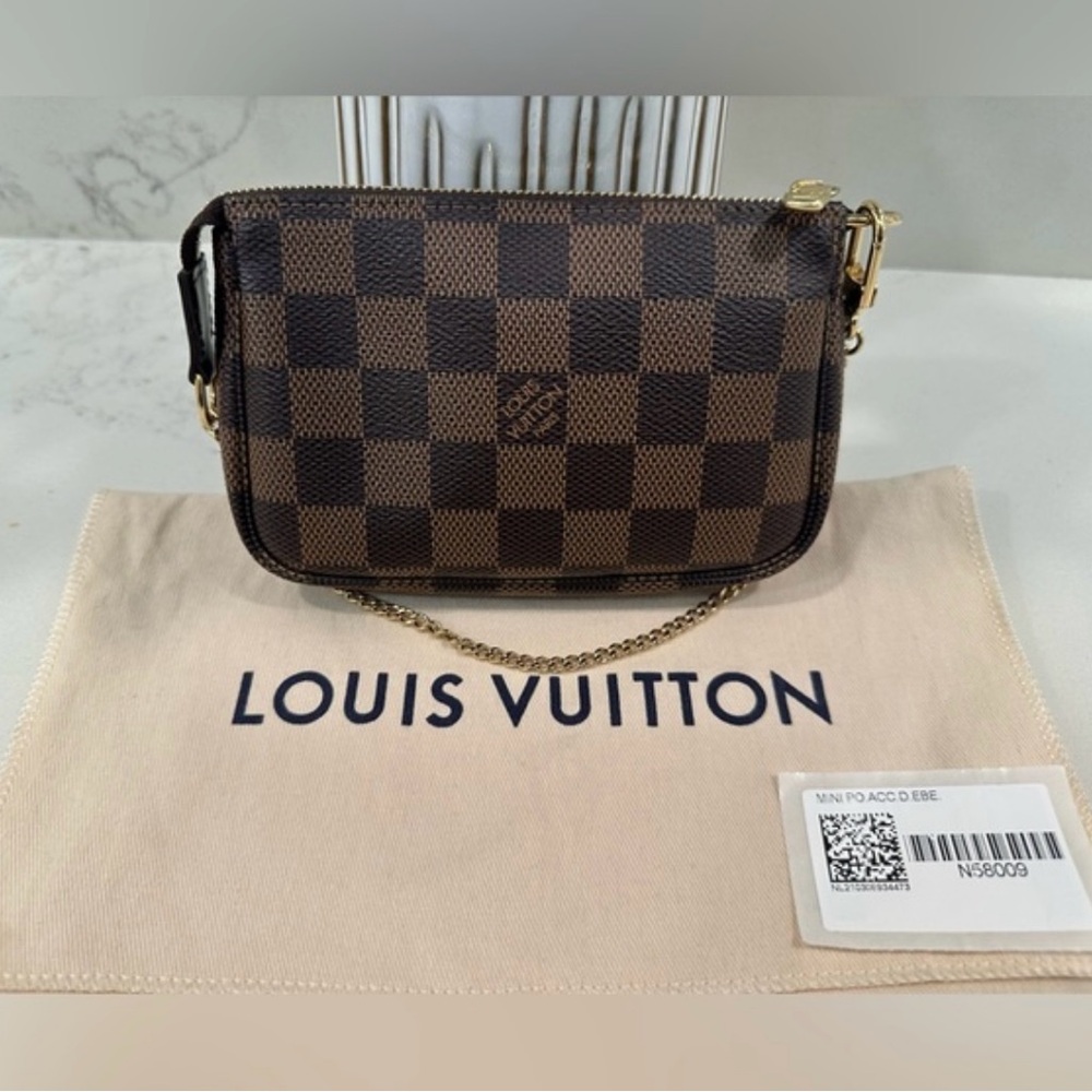 Authentic Louis Vuitton Mini Pochette - Damier Ebene